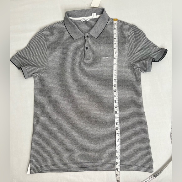 Men’s Calvin Klein Polo Shirt Gray Short Sleeve Cotton Collared Size Medium - Picture 3 of 6